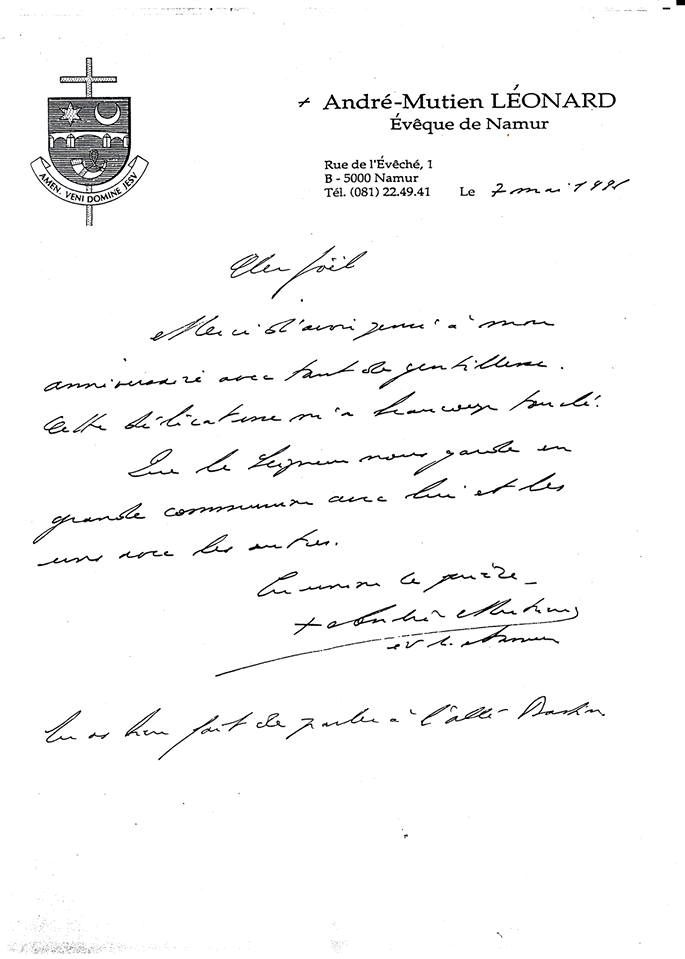 abbé Claude Bastin est président du Grand Séminaire. J Devillet lui parle de l procédure contre Hubermont.