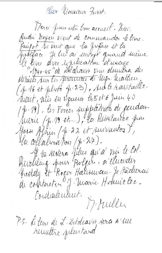 Courrier de l'abbé Muller à Al. Furst 1981